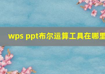 wps ppt布尔运算工具在哪里